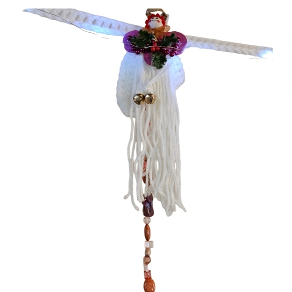 Hand Crafted Holiday Garland Crochet Angel Christmas Ornamets handmade lights up - Picture 6 of 17